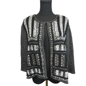 Chico's Embellished Open Front Cardigan Sweater‎ Size 3 (XL) Glam Festive Party